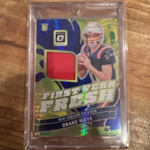 2024 Donruss Optic Drake Maye First Year Fresh RC Jersey Blue Hyper #FYF-DME