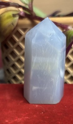 POLISHED NATURAL '' BLUE CHALCEDONY STONE TOWER FROM TURKEY 48.64 Grams