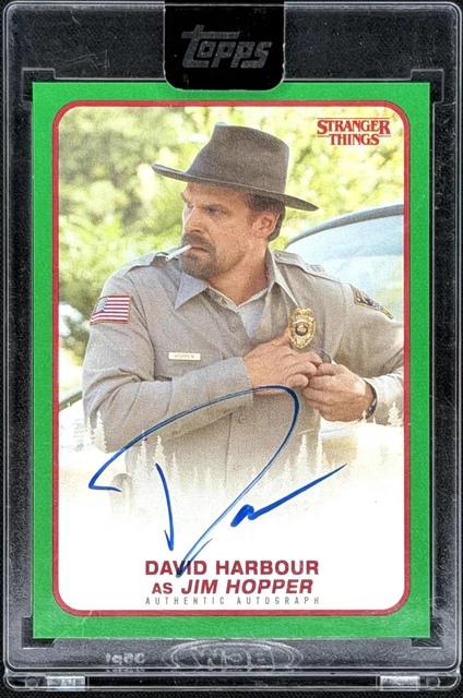 Jim Hopper David Harbour 2020 Topps Auto Netflix Stranger Things Green /50