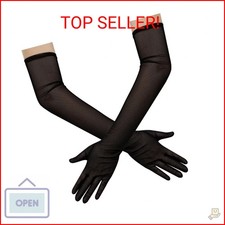 Hazhlko Women's Long Stretchy Mesh Tulle Sheer Gloves Costume Wedding Opera Hall