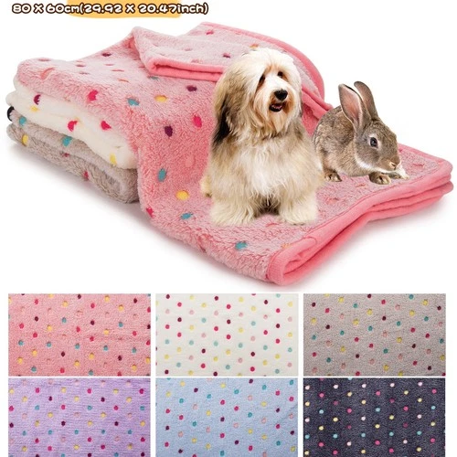 Lots Dot Print Soft Handcrafted Warm Pet Puppy Dog Cat Fleece Blanket Mat Cover