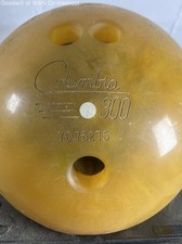Columbia 300 Vintage Bowling Ball Yellow 3-Hole Drilled 6 Lbs with Stand