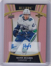 2019-20 Upper Deck Allure Hockey Quinn Hughes Pink Diamond Rookie Auto #39/59