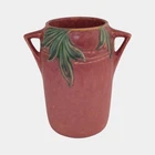 Roseville Velmoss II Red Pink 1935 Vintage Art Deco Pottery Vase 714-6