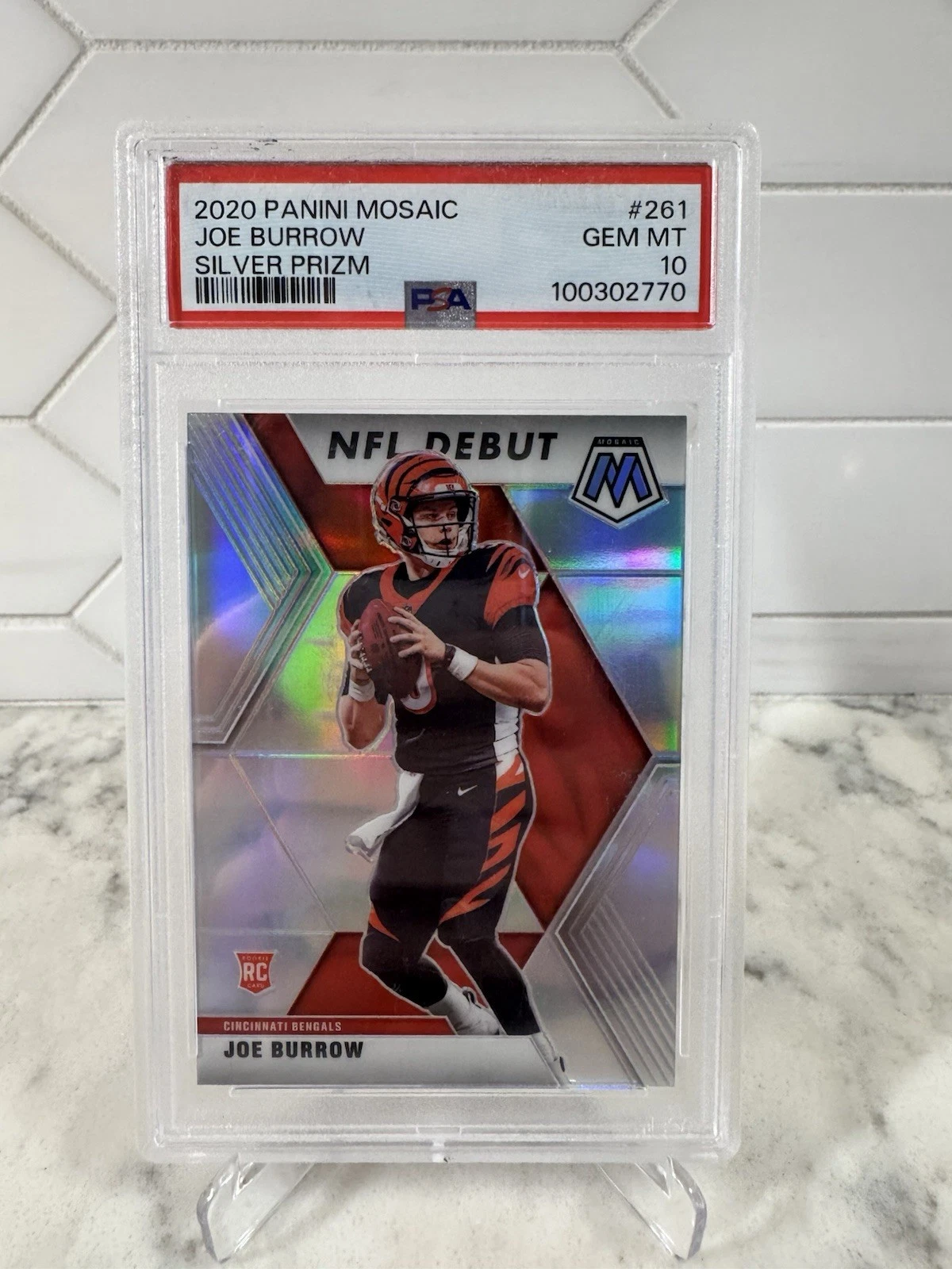 Deal for 2020 Panini Mosaic Joe Burrow NFL Debut Silver Prizm PSA 10 Bengals READ