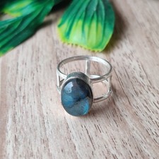 Real Labradorite Gemstone Ring 925 Sterling Silver Unique Style Boho Ring PG8240