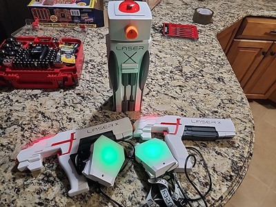 LASER X Laser Tag Gaming Micro Blasters Gun Arm Receiver Set of 2 Toy Tested