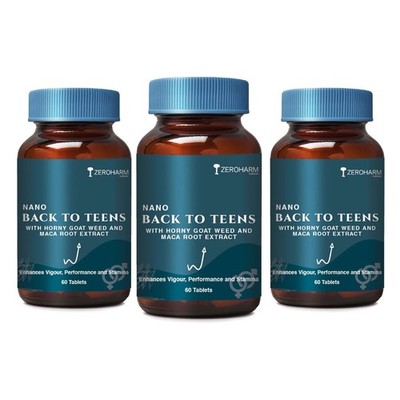 Zeroharm Back To Teens, Horny Goat Weed, Maca, Musli, 180 Tabs