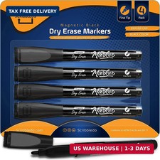 Scribbledo Magnetic Dry Erase Markers Fine Tip Black Color Low Odor Whiteboard M