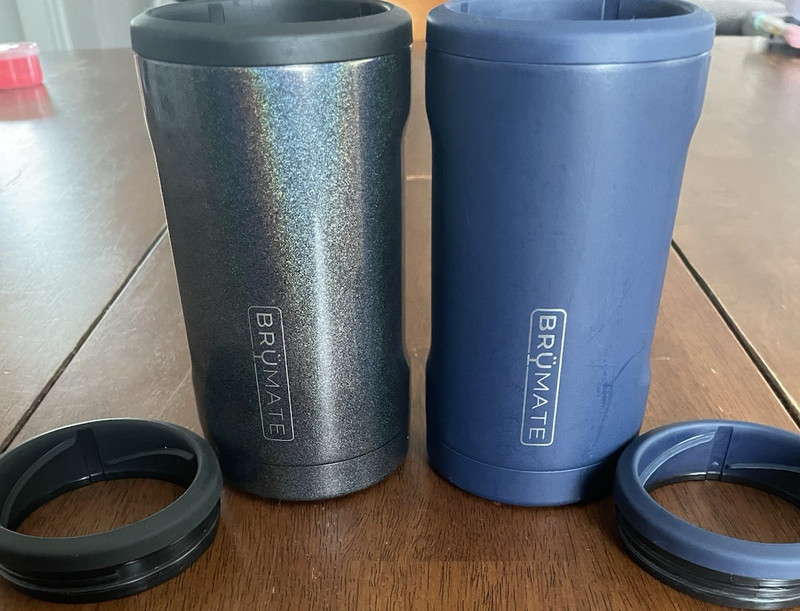 BRUMATE Insulated Bottle Coolers Glitter Charcoal & Matte Navy 12oz Pack of 2
