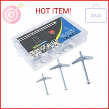 Glarks 24Pcs 1/8'', 3/16'', 1/4'' Toggle Bolt and Wing Nut Assortment Kit Zinc P