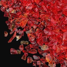 Crushed Glass Pieces for Crafts - Red Decorative Filler, 2 Pound