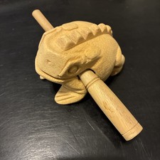 Thailand Carved Wooden Croaking Frog Percussion Instrument 2 Piece Noise Maker