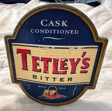 VINTAGE TETLEY'S BITTER CASK CONDITIONED ENGLAND BEER PUMP CLIP BAR TAVERN