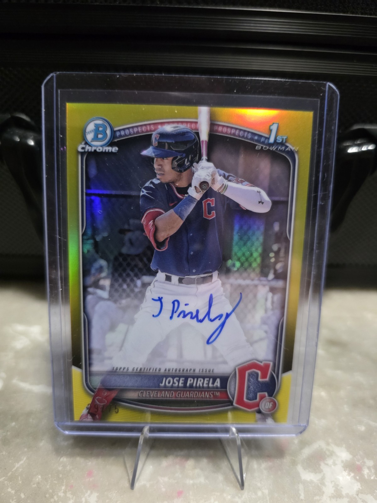 2025 Bowman Chrome Jose Pirela 1st Yellow Auto 29/75  