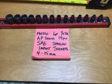Matco 1/4 Dr. Metric Shallow Impact “ADV” Skts. 14 pcs (4mm-15 mm) Rail NOT Inc.