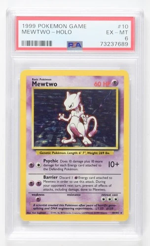 Mewtwo Holo 1999 Pokémon Game #10 Base Set | PSA 6 EX-MT | Iconic Vintage