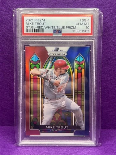2021 Prizm Mike Trout Stained Glass Red/White/Blue PSA 10 🔥🔥 Fresh Slab!!