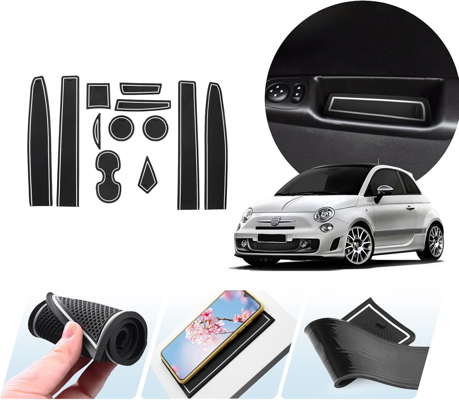 Protezione Interni Premium Fiat 500 & Abarth 595 | Tappetini Gomma