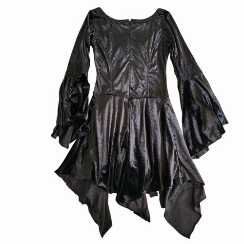 Abito corsetto pizzo velluto vittoriano maniche a tromba strega sexy gotico taglia S - Foto 2 di 7