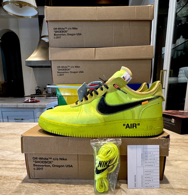 Nike Air Force 1 Low x Off-White Volt/Cone-Black Low Top AO4606-700 2018