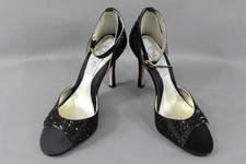 BNIB PURE BY DIANE HASSALL BLACK SILK DIAMONTE STUDDED SHOES: SIZES 2 - 6.5