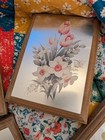 Mcm Metal Fake Wood Floral 4x6 Picture  Set Of 4 As Is — photo 3