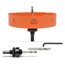 6-1/8 Inch Bi-Metal Hole Saw with Arbor for Effortless Metal and Wood Cutting