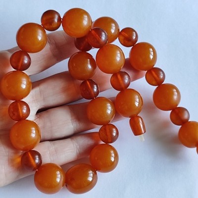 Vintage Baltic Amber Old Press Necklace Choker Honey Cognac Butterscotch 51 g