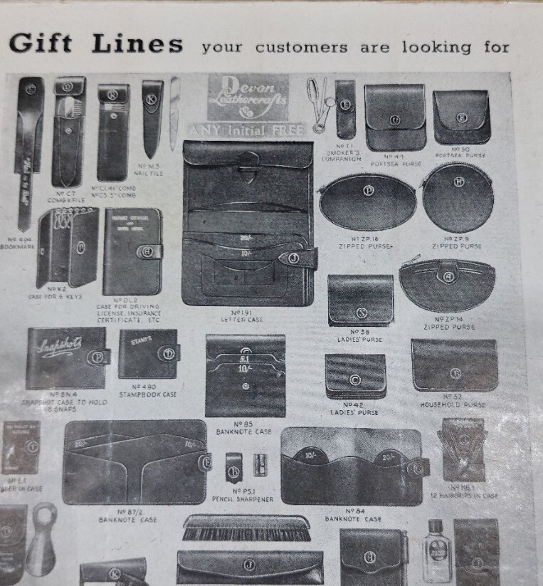 Rare 1950s Vintage Devon Leathercraft Shops Display Leather Initials