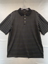 Men’s Walter Hagen Polo, Large, Black With Yellow And White Stripes