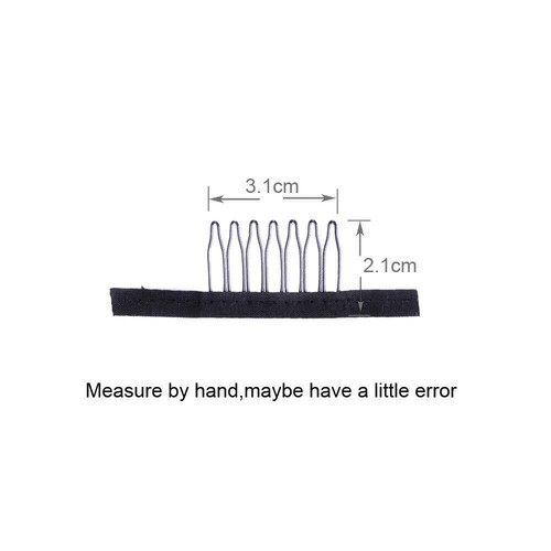 Black Wig Combs for Making Wig Caps 7-teeth Wig Clips Steel Teeth with Cloth - Picture 8 of 23
