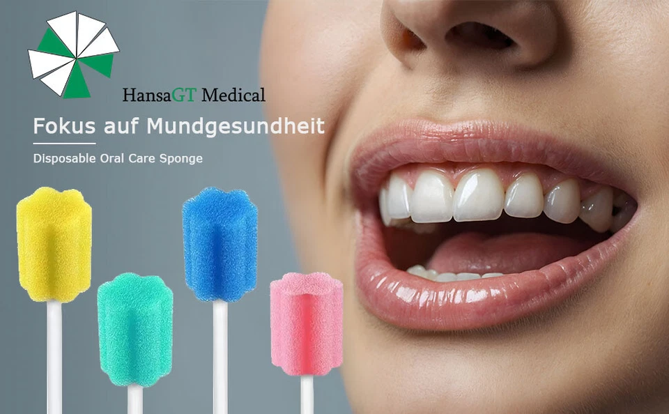 HANSAGT MEDICAL Mundpflegestäbchen, Einweg-Mundpflegeschwamm, 250 Stück, Mundschwämme