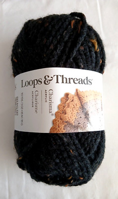 New Loops & Threads CHARISMA TWEED Yarn - J45 Black- 3oz/85g - Bulky/Chunky