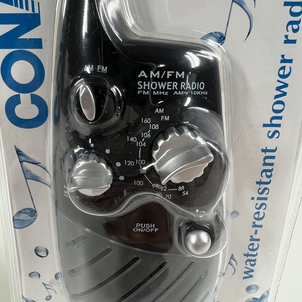 Conair Pollenex Black Water Resistant Hang On Shower Radio AM/FM SR10X