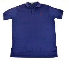 Vintage Polo Ralph Lauren Shirt Size L 90s Classic Navy Blue Red Pony Made USA