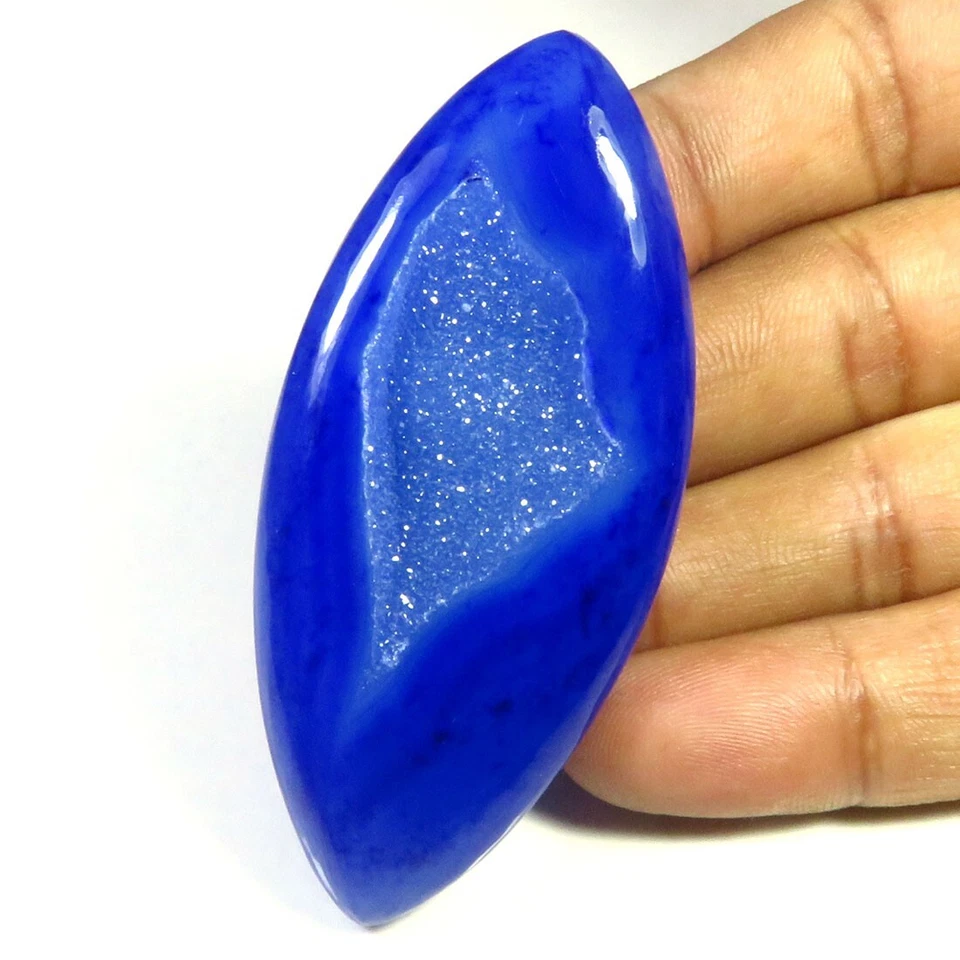 Gemas de ágata marquesa de ónix azul 67x30 mm geoda ventana druzy natural ónix OD-1133 Foto 3 de 4