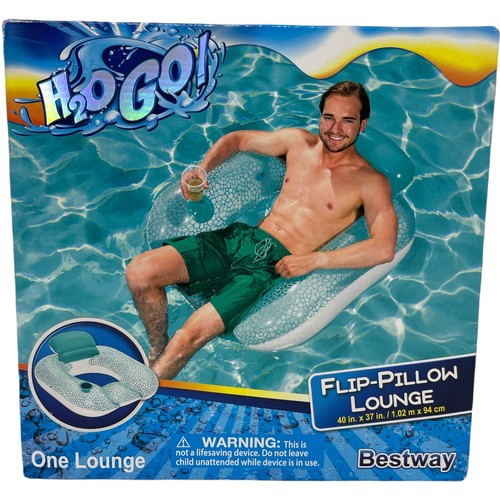 "NEW" Bestway H2O GO! FlipPillow pool Float Seat Raft Lounge with Cup