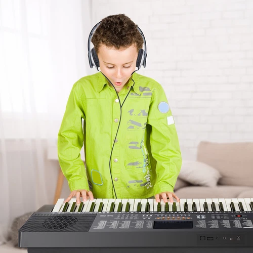 61 Key Electronic Keyboard Piano with Stool Headphones Microphone Stand Portable - Picture 3 of 16