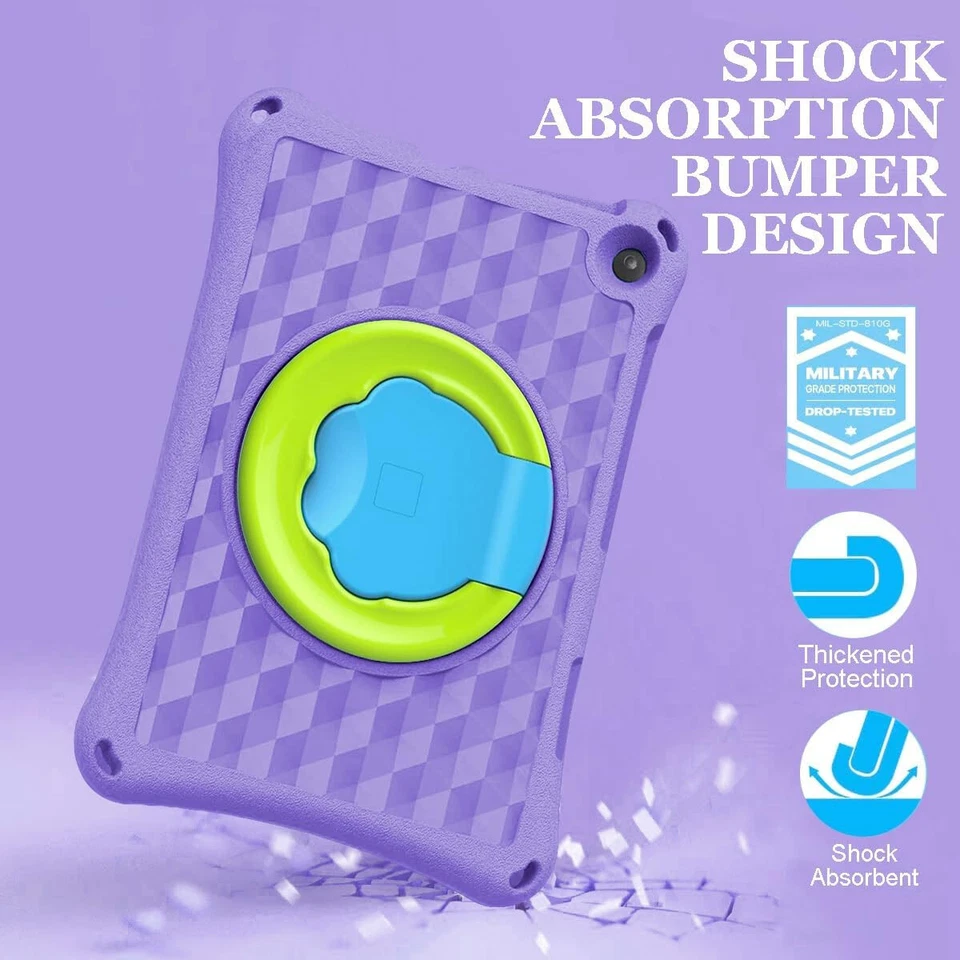 Riaour Kids Case for 10" Tablet 2023/2021 Shockproof Anti-Slip Purple Cover - Image 3 of 4