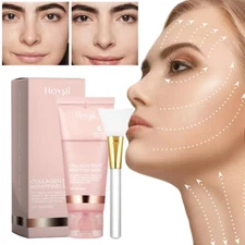 Collagen Night Wrapping Mask 75g / 2.65oz Overnight Care Mask Cream With Brush