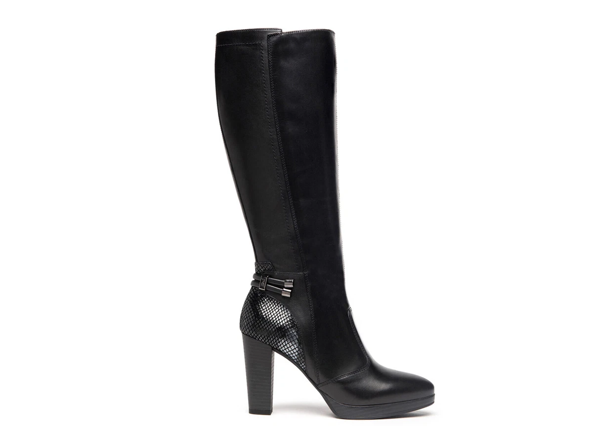 NERO GIARDINI SCARPE IN PELLE DONNA INVERNO I205741D 100 STIVALI CON TACCO NERO