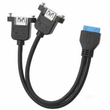 Motherboard 20pin Header to USB 3.0 Dual Ports A Female Screw Mount Type Cable