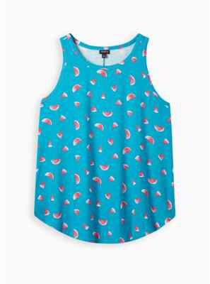Torrid Super Soft Classic Fit Scoop Neck Watermelon Tank Blue 2 2X 18 20 #B82603