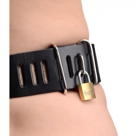 Cinturón de castidad femenino de cuero estricto bondage BDSM negro BDS&M S&M subesclavo mujeres Foto 4 de 4