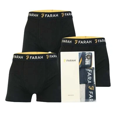 Men's Underwear Boxers Farah Saginaw 3 Pack Boxer Shorts in Black