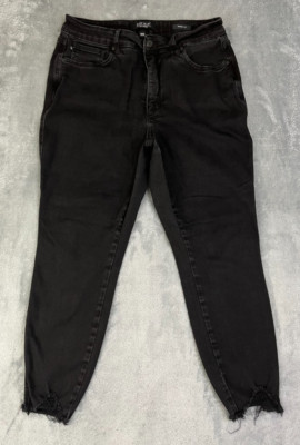 Judy Blue Jeans Women's 16W Skinny Fit Black Stretch High Rise Raw Hem