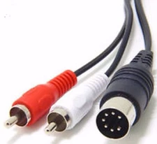 Custom Made 1 ft  7-Pin Din Male to 2-RCA Male Audio Cable For Bang & Olufsen.