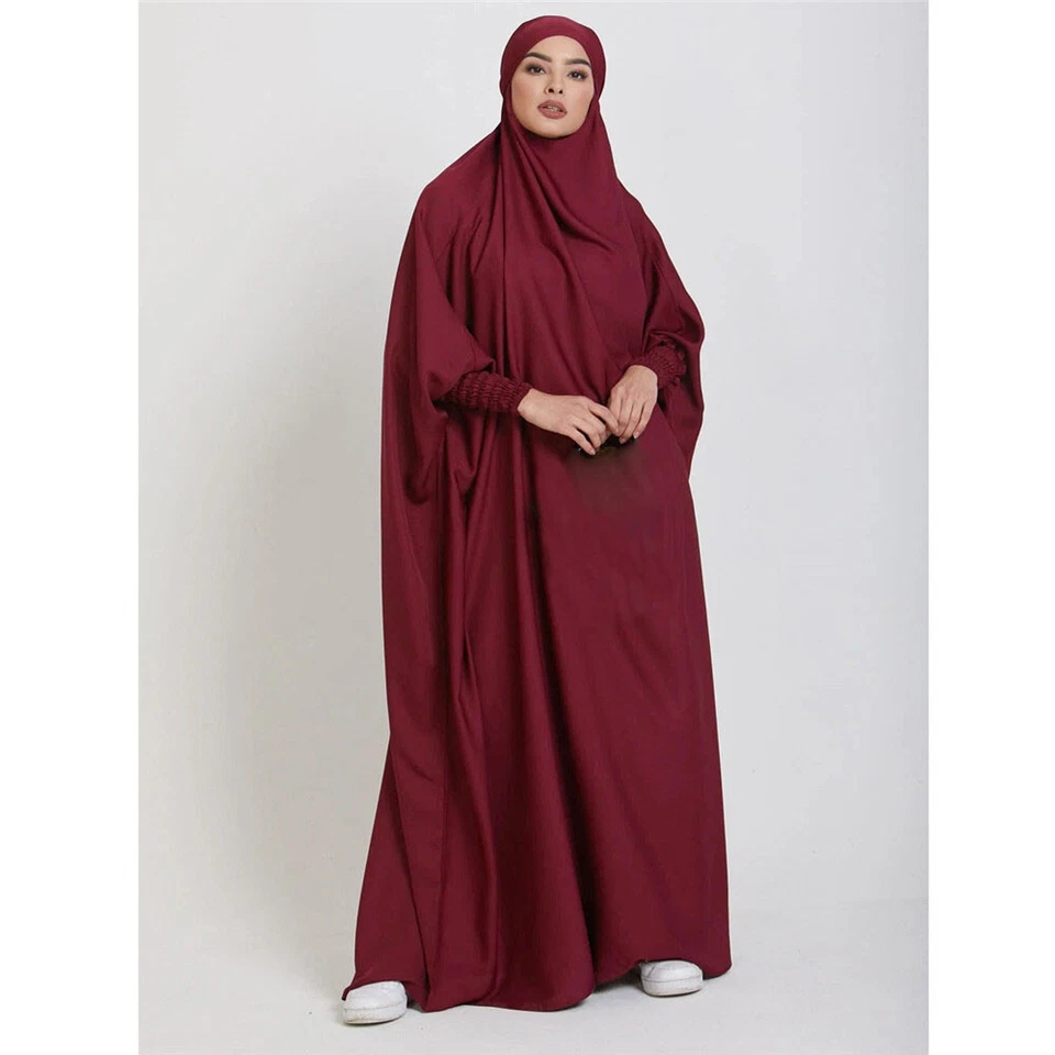 Overhead Kaftan Women Muslim Prayer Maxi Dress Ramadan Khimar Robe Abaya Burqa - Imagem 3 de 4