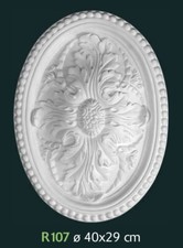 Rosone in gesso bianco per decorazione soffitto diametro 40x29cm - R107 - Rosoni